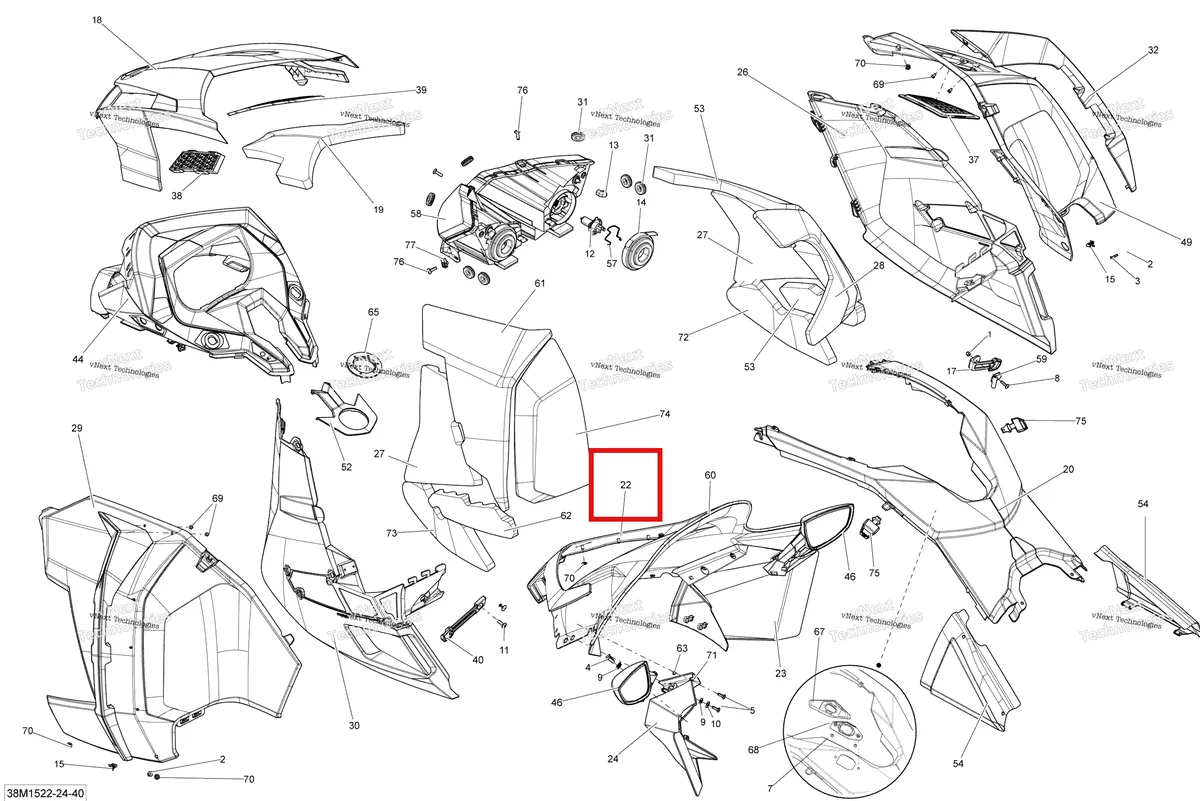 Деталь 860200230 (Деталь Windshield Support Kit) на схеме узла 2015 Ski-Doo GRAND TOURING LE 1200 XR137 Hood Le