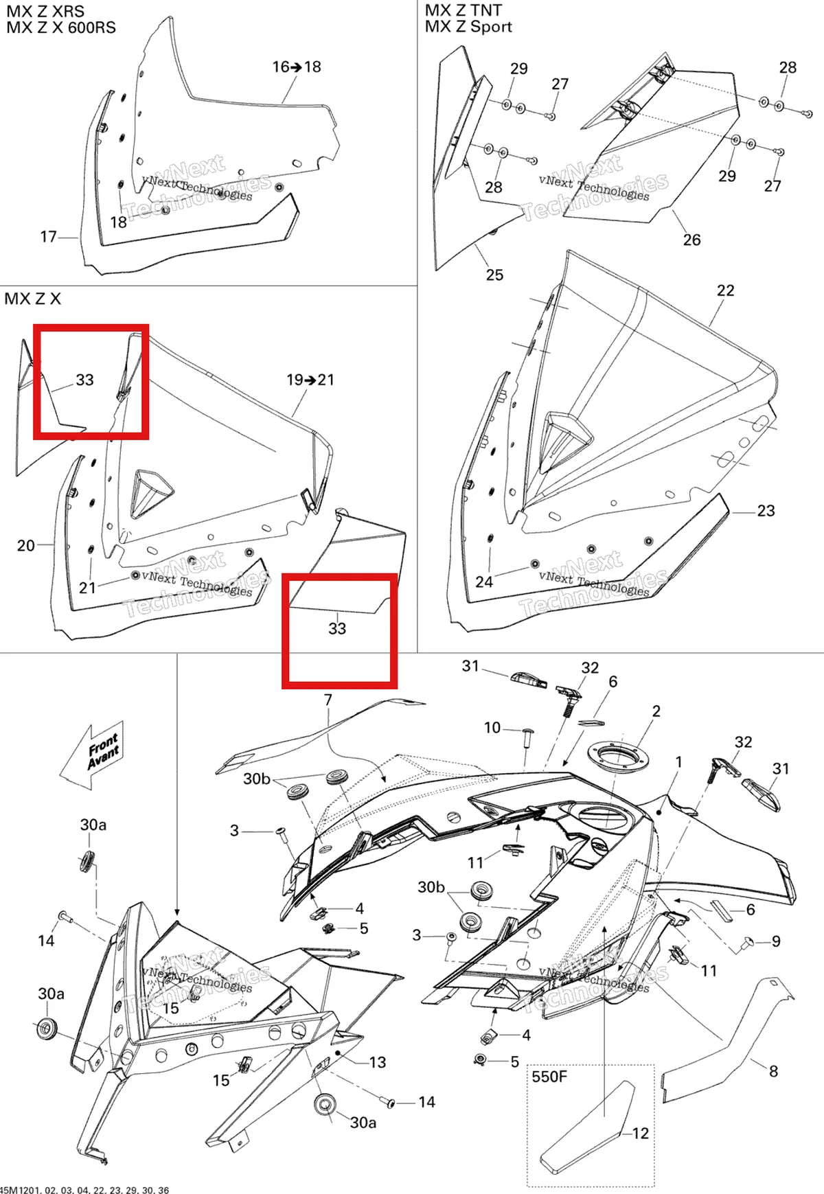 Деталь 860200498 на схеме узла 2012 Ski-Doo MXZ X 800RETEC XP Windshield And Console