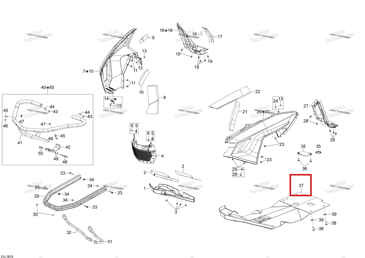 Деталь 860200563 на схеме узла 2018 Ski-Doo EXPEDITION SWT 900 ACE Bottom Pan Expedition - 900 Ace