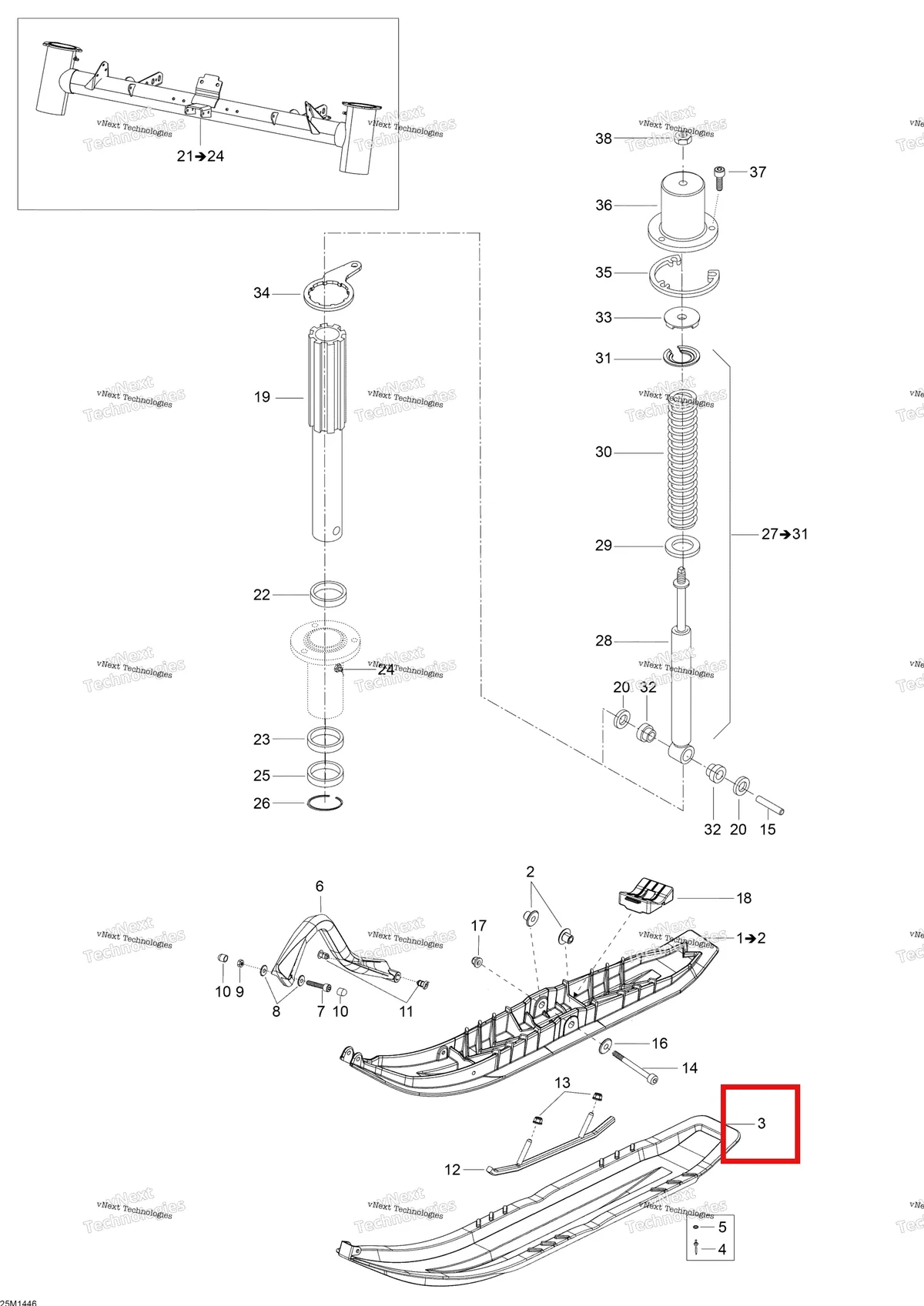 Деталь 860200636 на схеме узла XU Front Suspension And Ski