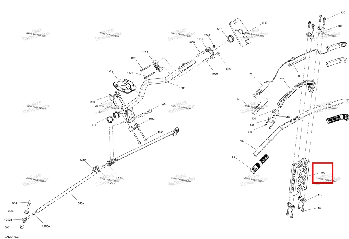 Деталь 860200821 (Расширение (205мм)) на схеме узла 2020 Ski-Doo SUMMIT 600 CARB Steering - System