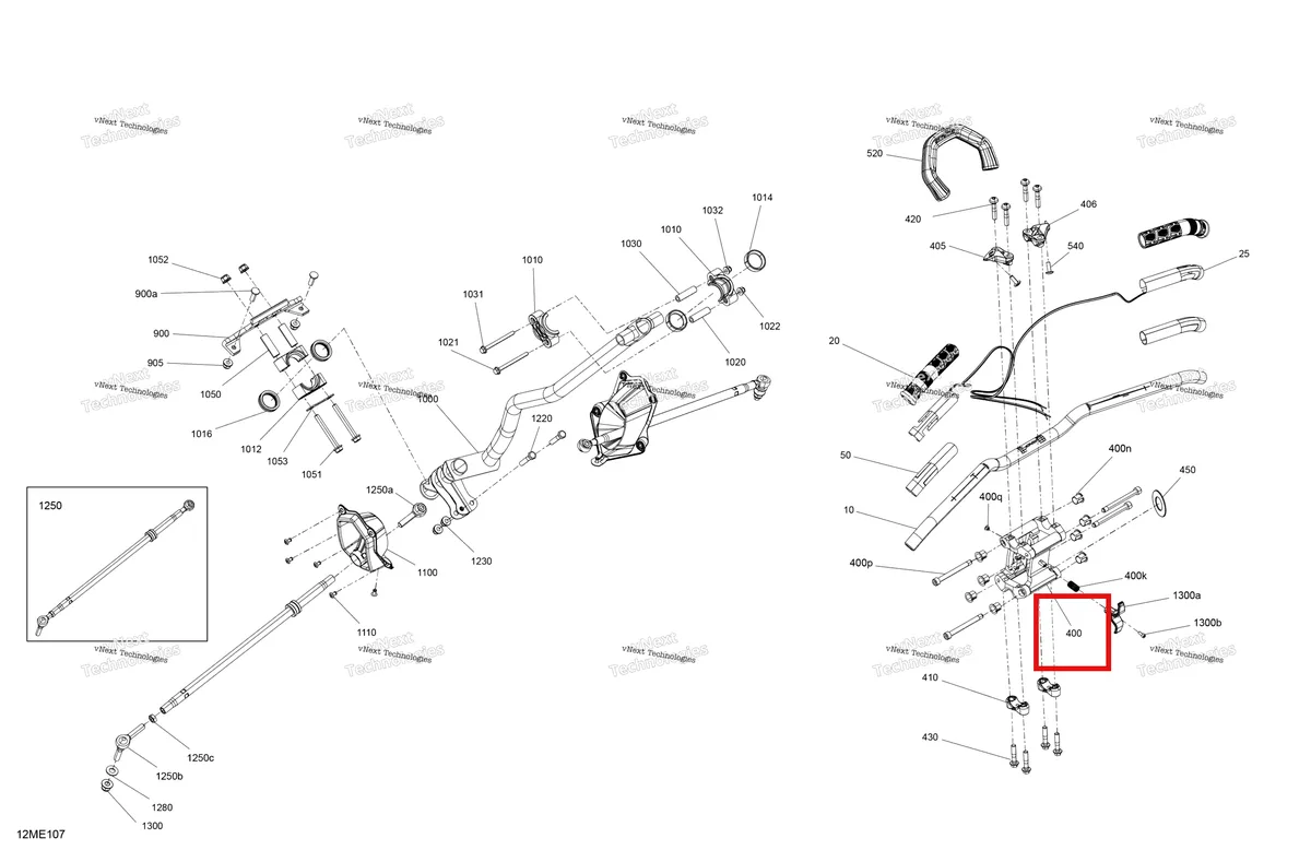 Деталь 860201320 на схеме узла 2025 Ski-Doo EXPEDITION - 850 E-TEC - SE - AGSC - Deep Black - 154X20X1.5CST Track Mechanic - Steering