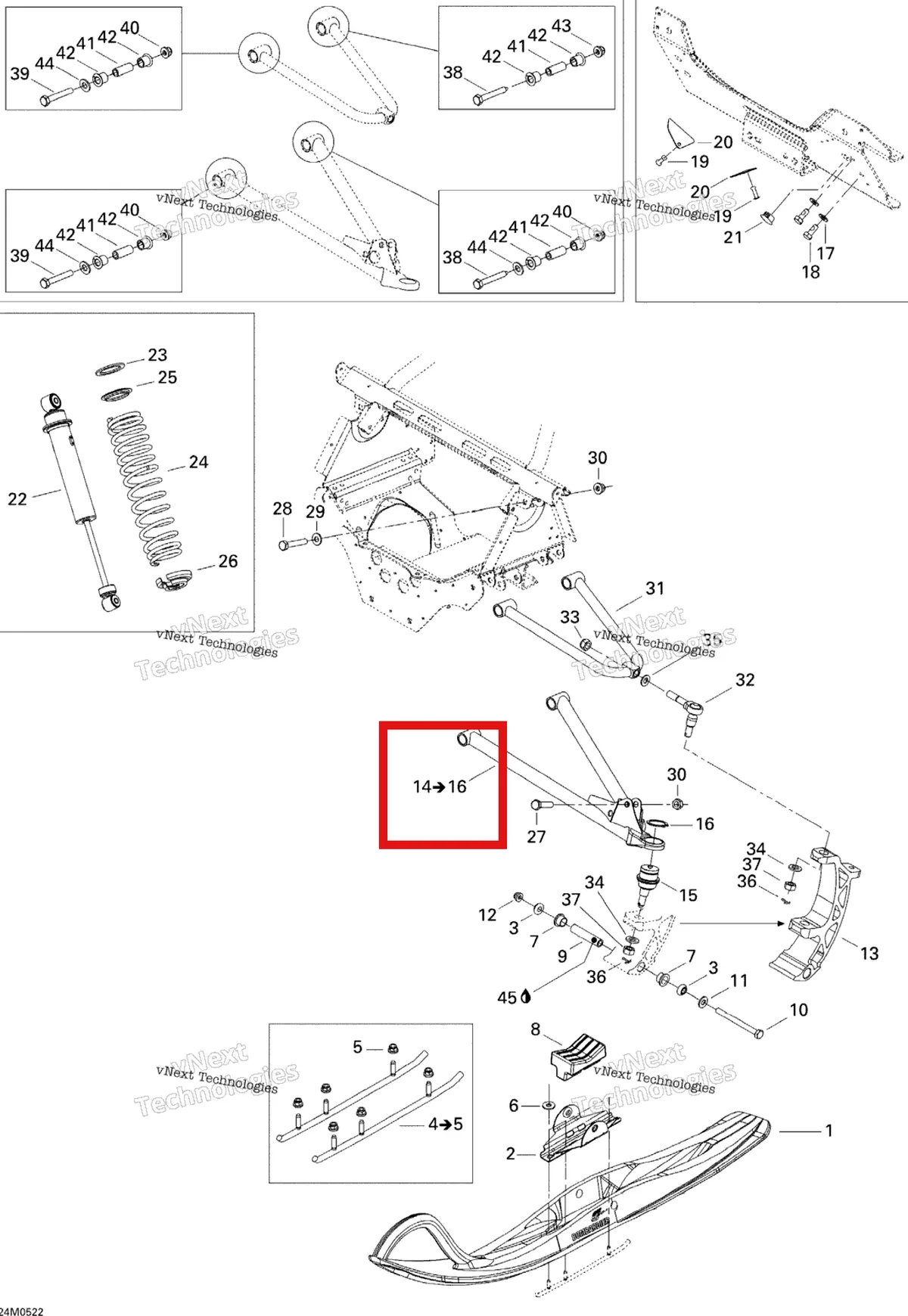 Схема применяемости: Левый нижний рычаг в сборе Ski-Doo 860510000