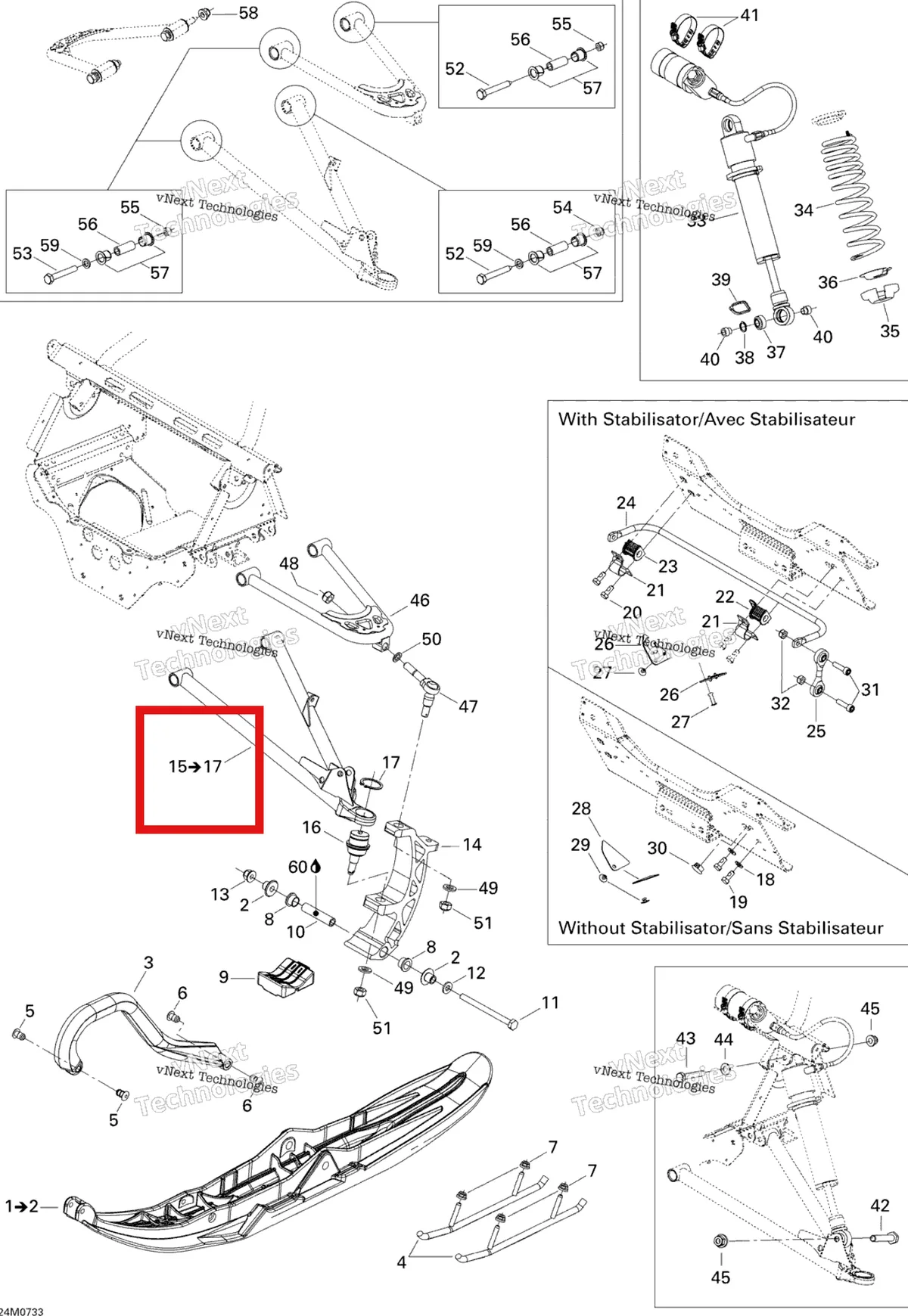 Деталь 860512600 на схеме узла 2007 Ski-Doo MX Z 440X Racing Front Suspension And Ski