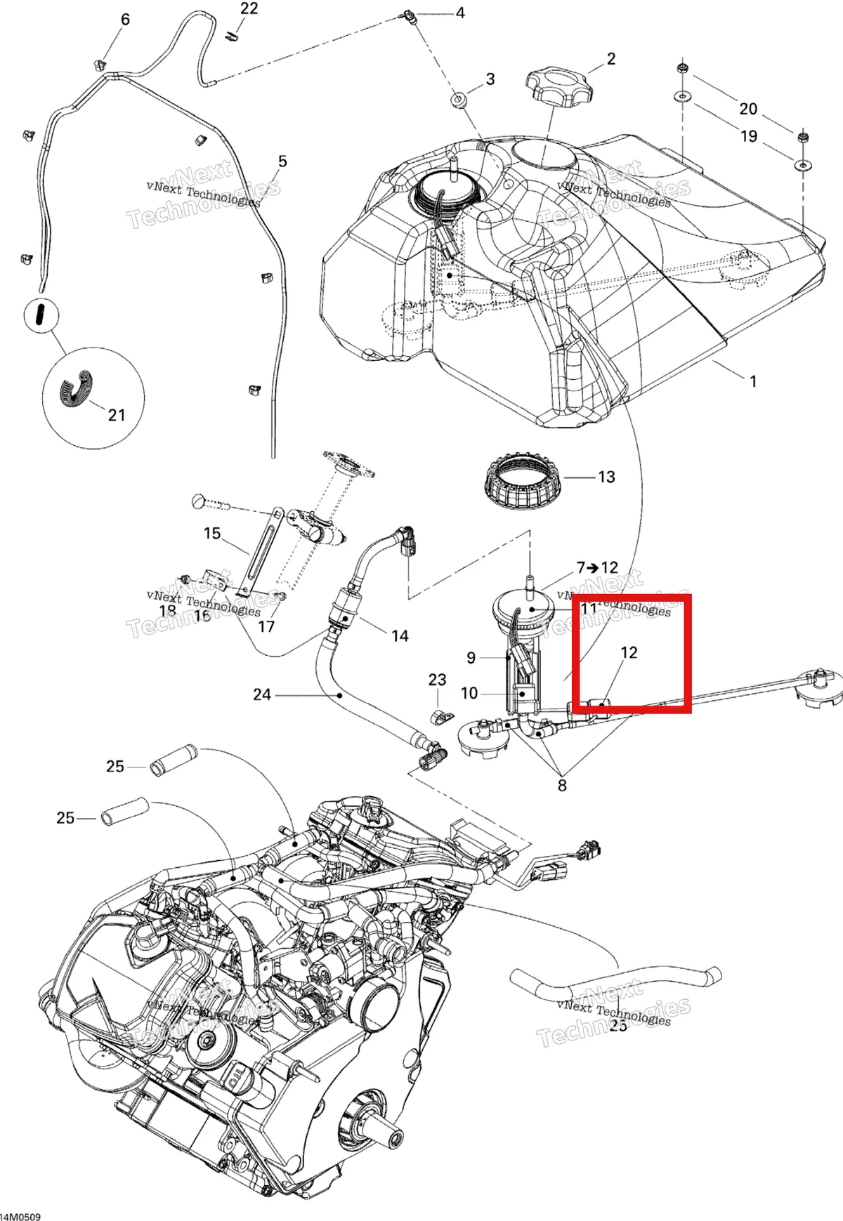 Деталь 861301900 (Деталь Float Lever Kit) на схеме узла 2005 Ski-Doo Legend V-1000 Fuel System