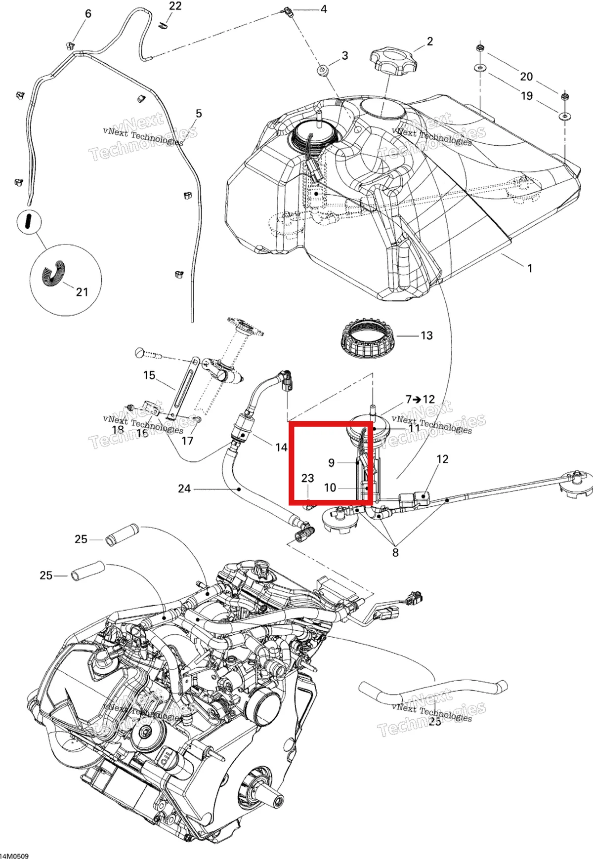 Деталь 861302000 (Топливный Насос) на схеме узла 2005 Ski-Doo Legend V-1000 Fuel System