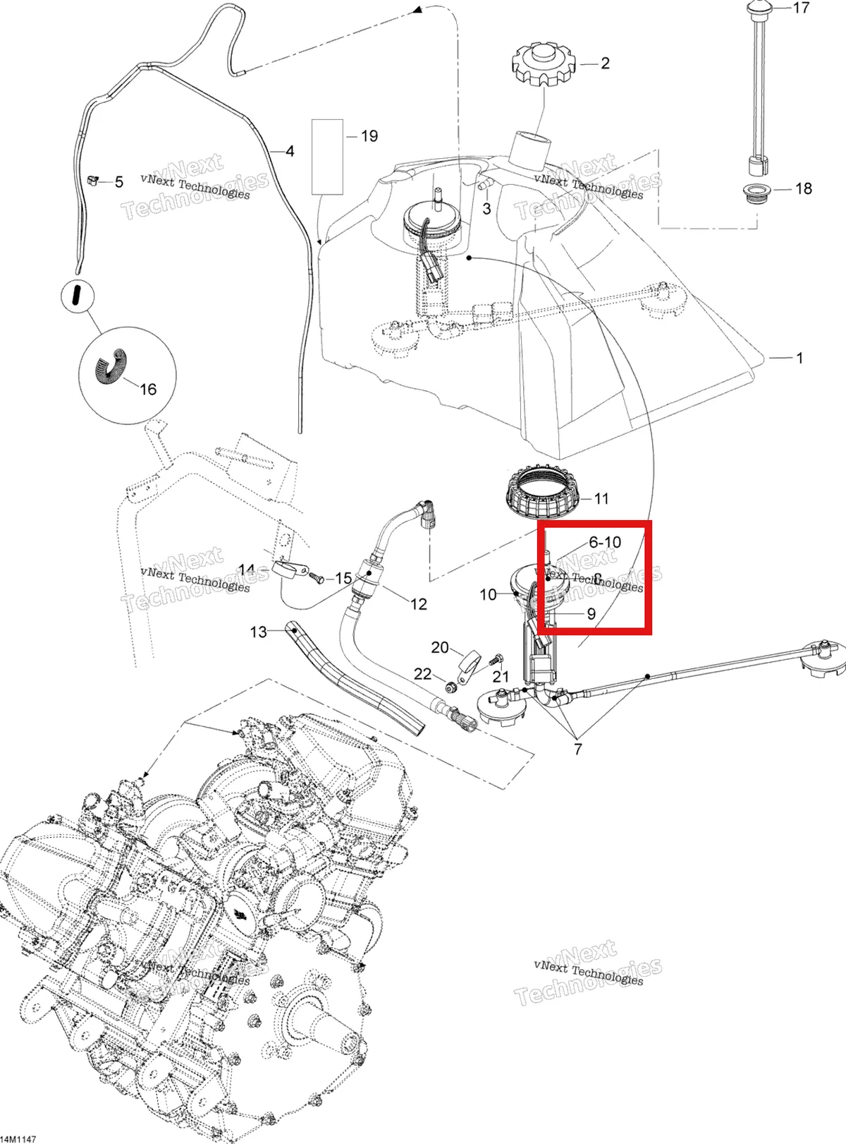 Деталь 861302600 (Деталь Pump Kit) на схеме узла 2012 Ski-Doo Skandic SWT V800 YetiII Fuel System