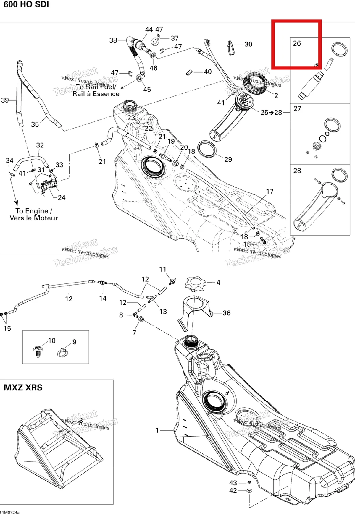 Деталь 861302700 (Деталь Pump Kit) на схеме узла 2007 Ski-Doo MX Z XRS 600 HO SDI Fuel System 600 Ho Sdi