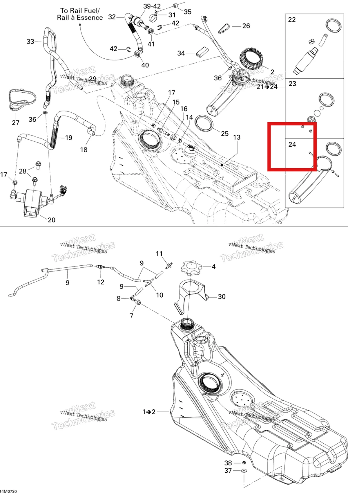 Деталь 861302800 (Деталь Reservoir Kit) на схеме узла 2007 Ski-Doo MACH Z Adrenaline Fuel System