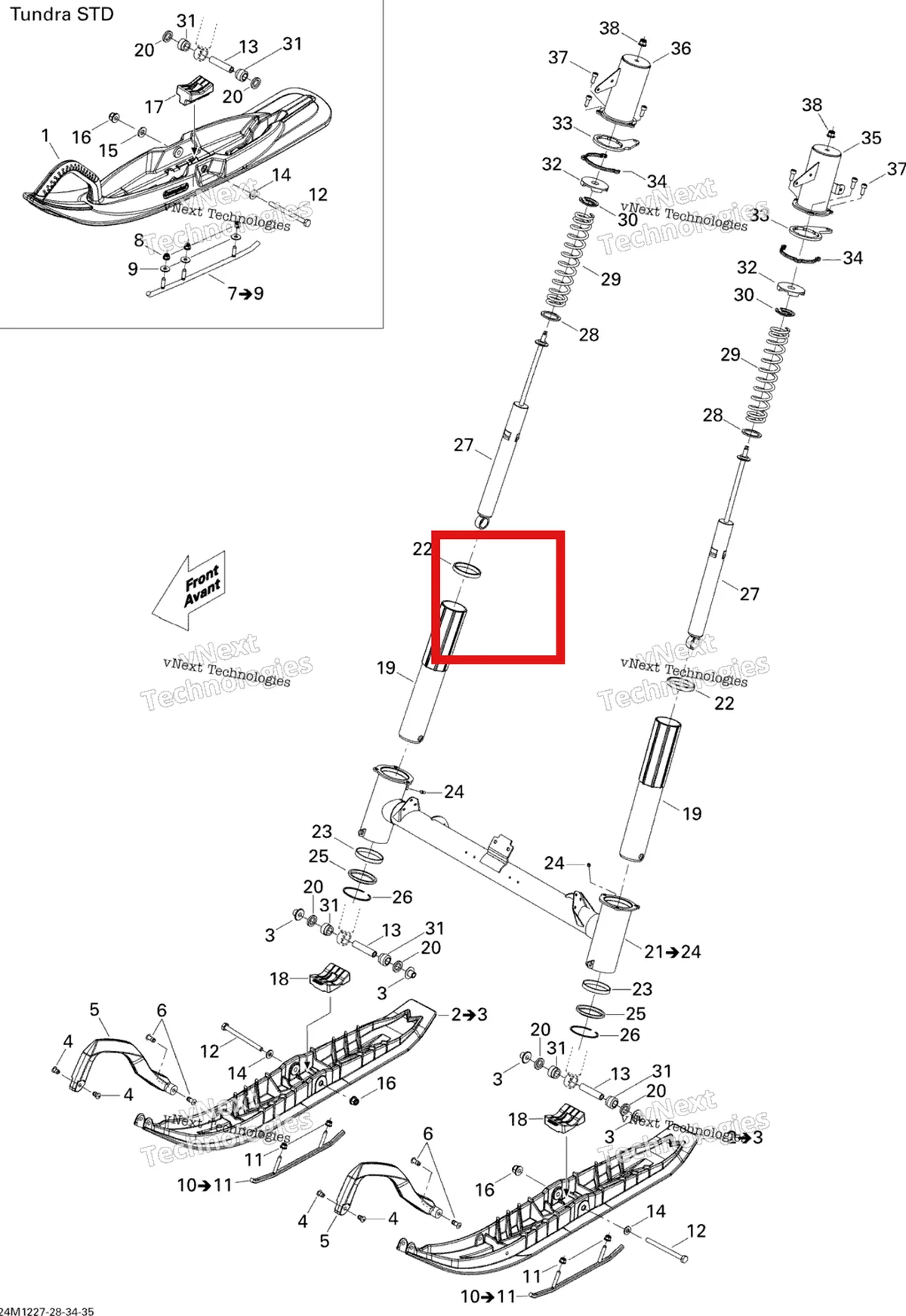 Деталь 861805509 на схеме узла 2012 Ski-Doo Tundra STD & Sport & LT 550F XP-LTS Front Suspension And Ski