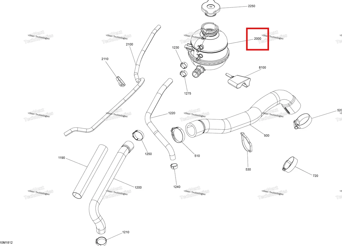 Деталь 861805520 на схеме узла 2018 Ski-Doo RENEGADE 850 E-TEC Cooling - 850 E-Tec