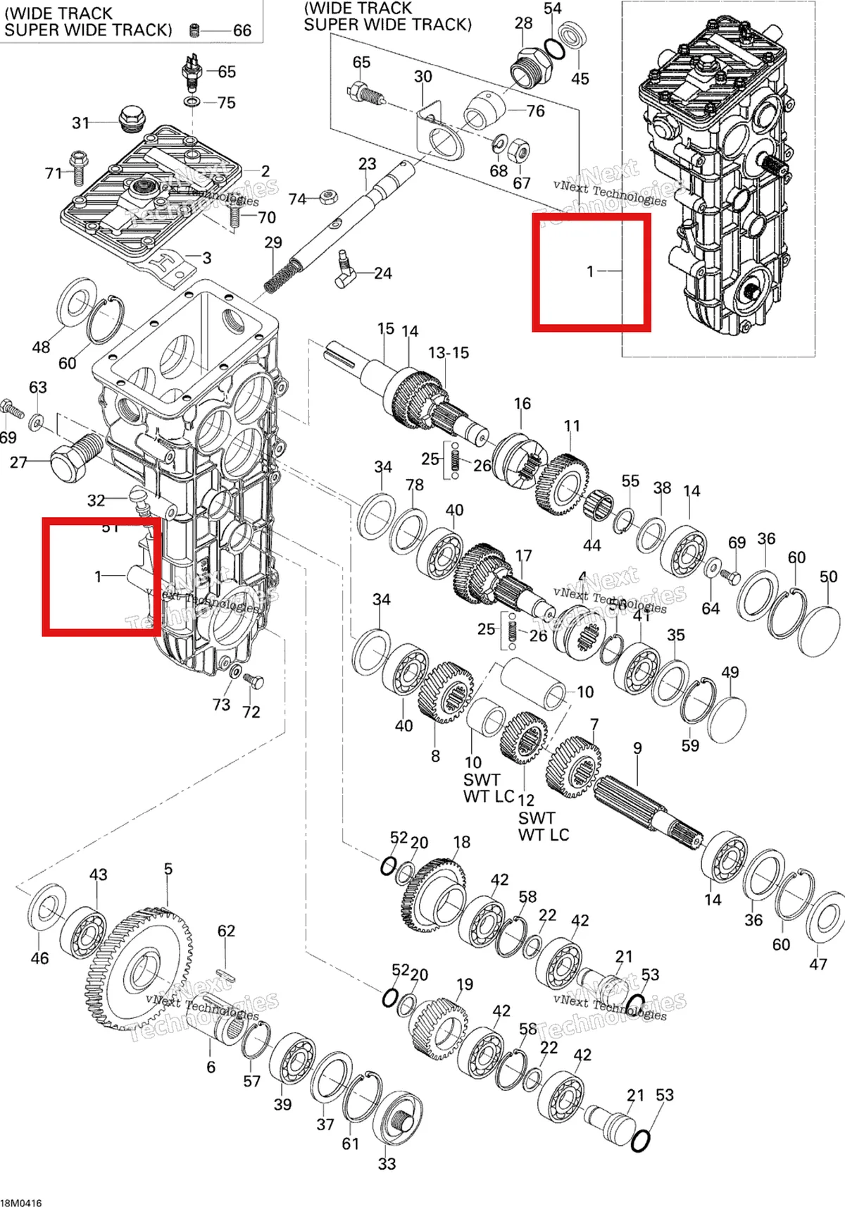 Деталь 870156272 (Деталь Transmission Assy. Includes Items 1 Thru 73) на схеме узла 2004 Ski-Doo Skandic WT/SWT 550F Transmission