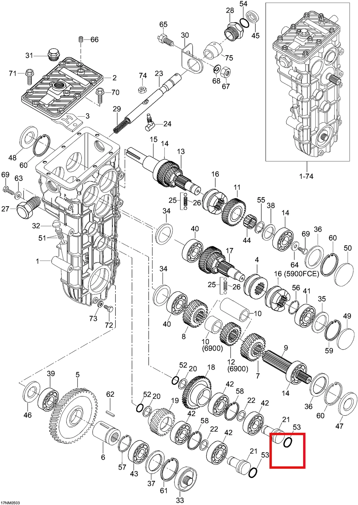 Деталь 875156060 (Деталь Sprocket (24 Tooth)) на схеме узла 05- Transmission, 6900