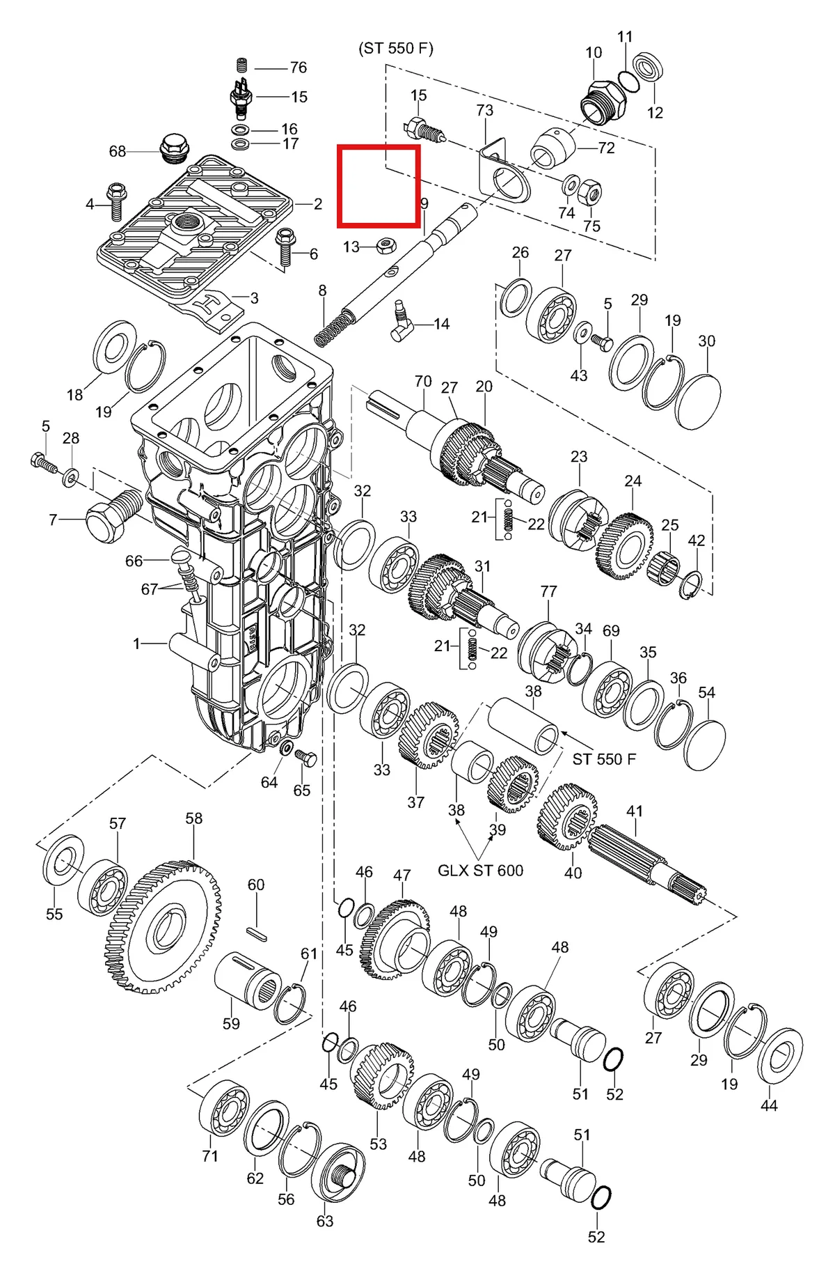 Деталь 875156225 (Шайба) на схеме узла 05- Gearbox