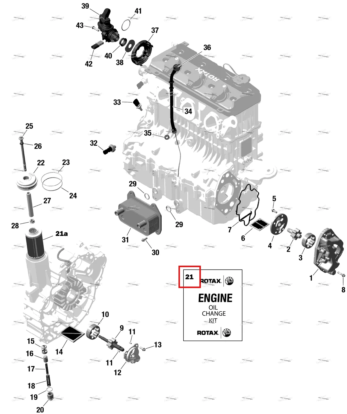 Деталь 9779133 (XPS 5 W40 SYNBL QT Sea-Doo GTX 230 (2023) (9779133)) на схеме узла 2023 Sea-Doo GTX 230 Rotax - Engine Lubrication