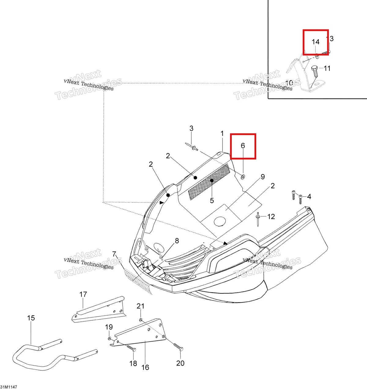 Деталь M20008 (Шайба 5 мм Ski-Doo Expedition TUV V800 4-TEC (2009) (M20008)) на схеме узла 2012 Ski-Doo Skandic SWT V800 YetiII Bottom Pan