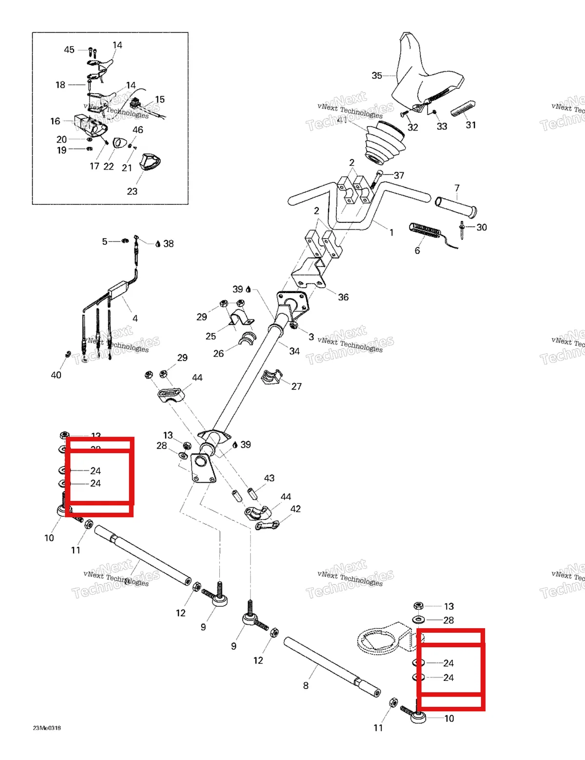 Деталь M31014 (Шайба Ski-Doo Skandic SWT (2009) (M31014)) на схеме узла 2003 Ski-Doo Skandic 600 Steering System