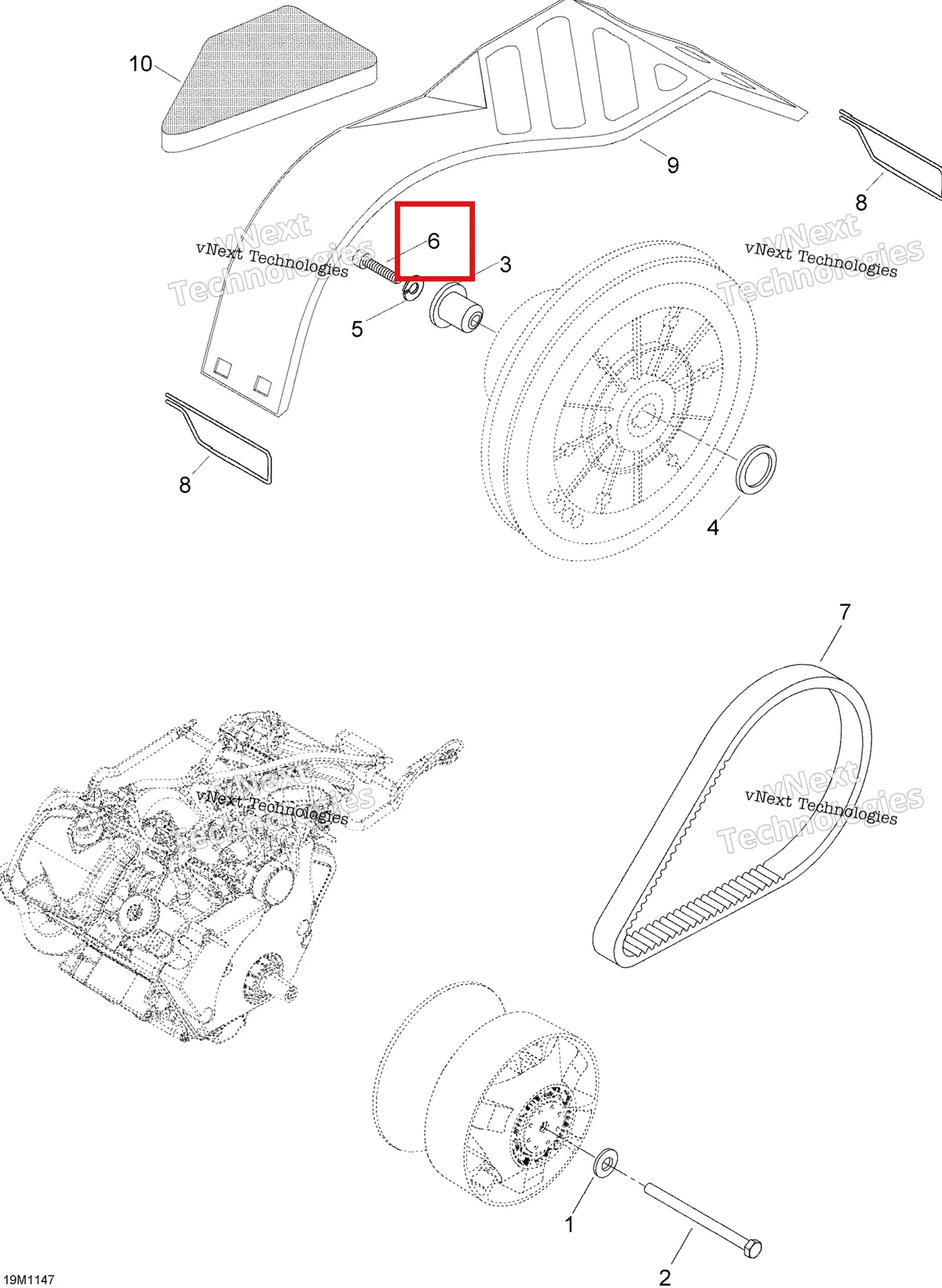 Деталь M40290 (Гнездо головка винт M8 × 55 Ski-Doo Skandic SWT (2009) (M40290)) на схеме узла 2012 Ski-Doo Skandic SWT V800 YetiII Pulley System