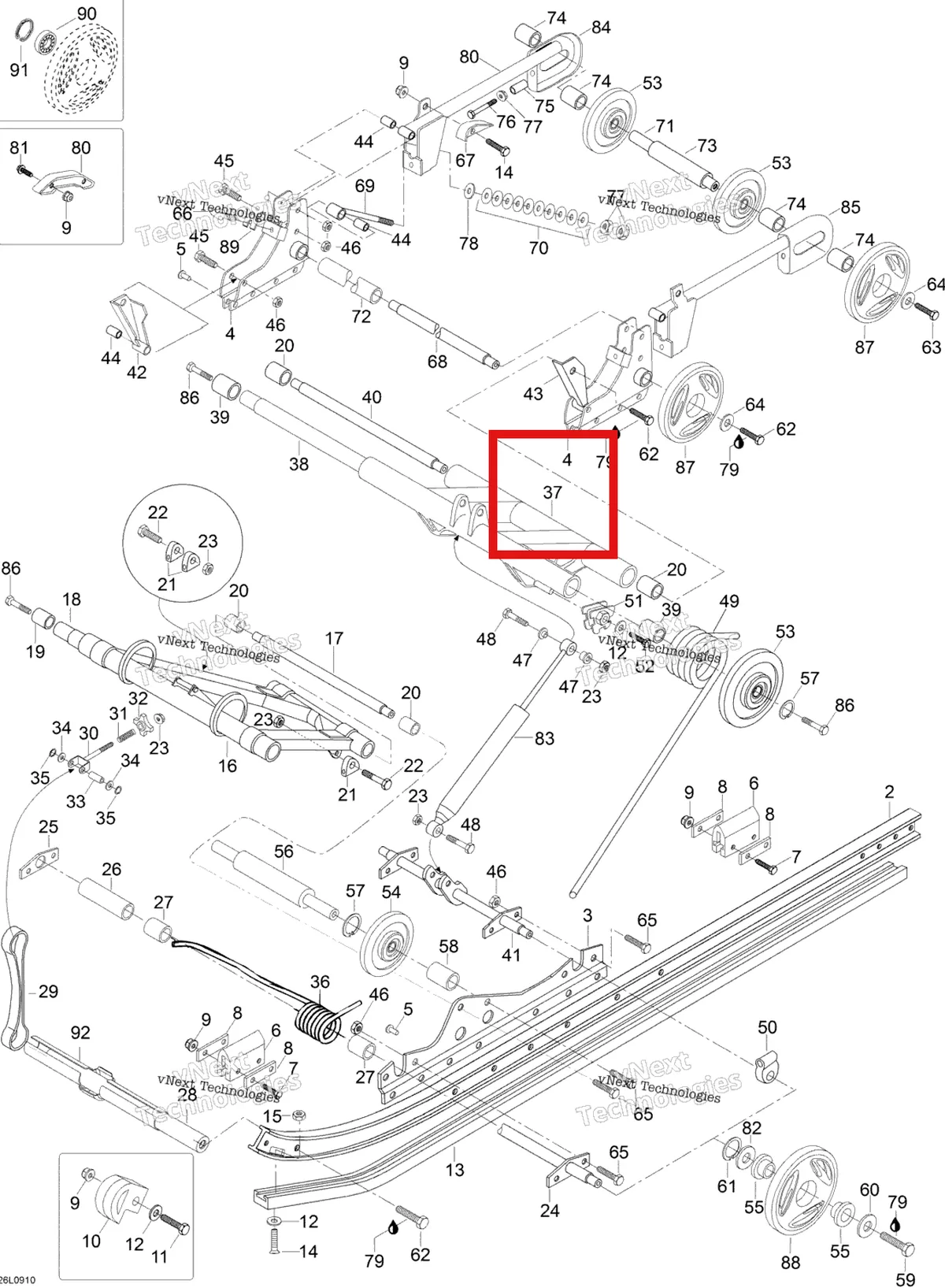 Деталь M5343096 (Задний рычаг Welded Ski-Doo Skandic SWT (2009) (M5343096)) на схеме узла 2009 Ski-Doo Skandic SWT Rear Suspension