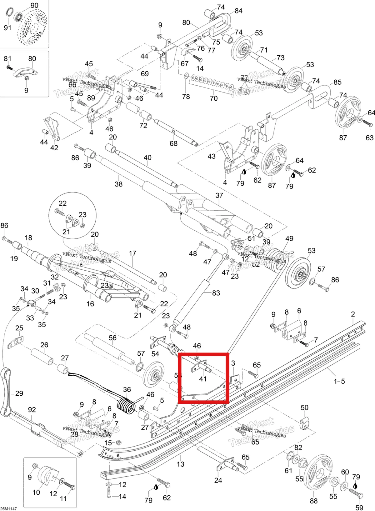 Деталь M5345454 (Вал Ski-Doo Skandic SWT (2009) (M5345454)) на схеме узла 2012 Ski-Doo Skandic SWT V800 YetiII Rear Suspension
