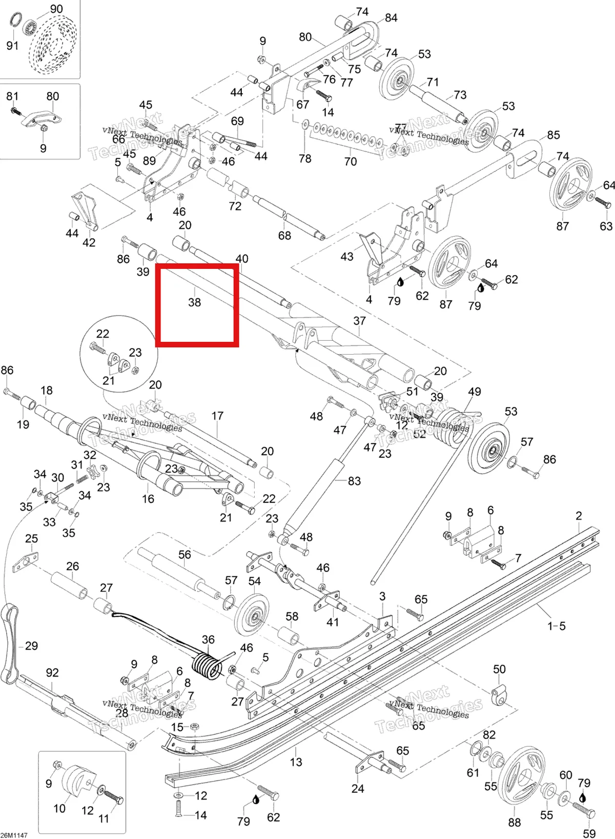 Деталь M5347731 (Essieu вал Ski-Doo Skandic SWT (2009) (M5347731)) на схеме узла 2012 Ski-Doo Skandic SWT V800 YetiII Rear Suspension