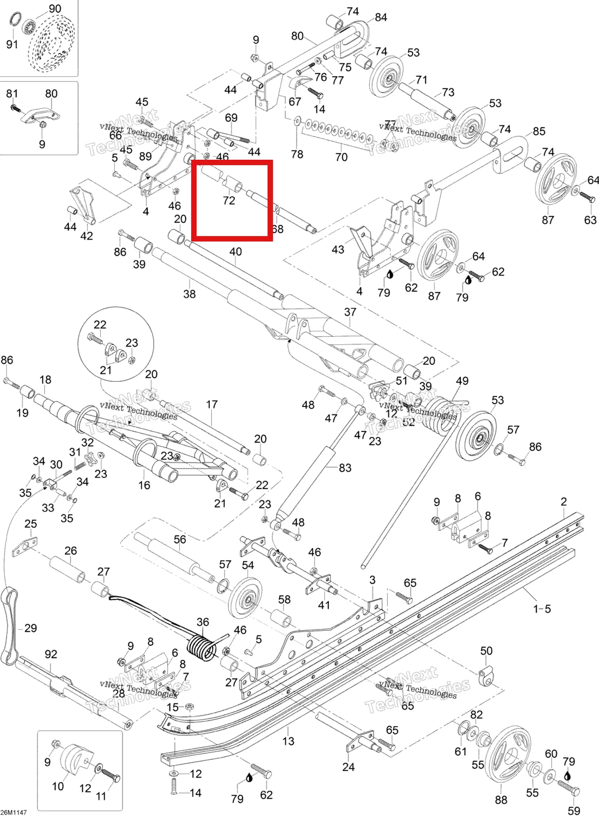 Деталь M541815 (Втулка Ski-Doo Skandic SWT (2009) (M541815)) на схеме узла 2012 Ski-Doo Skandic SWT V800 YetiII Rear Suspension