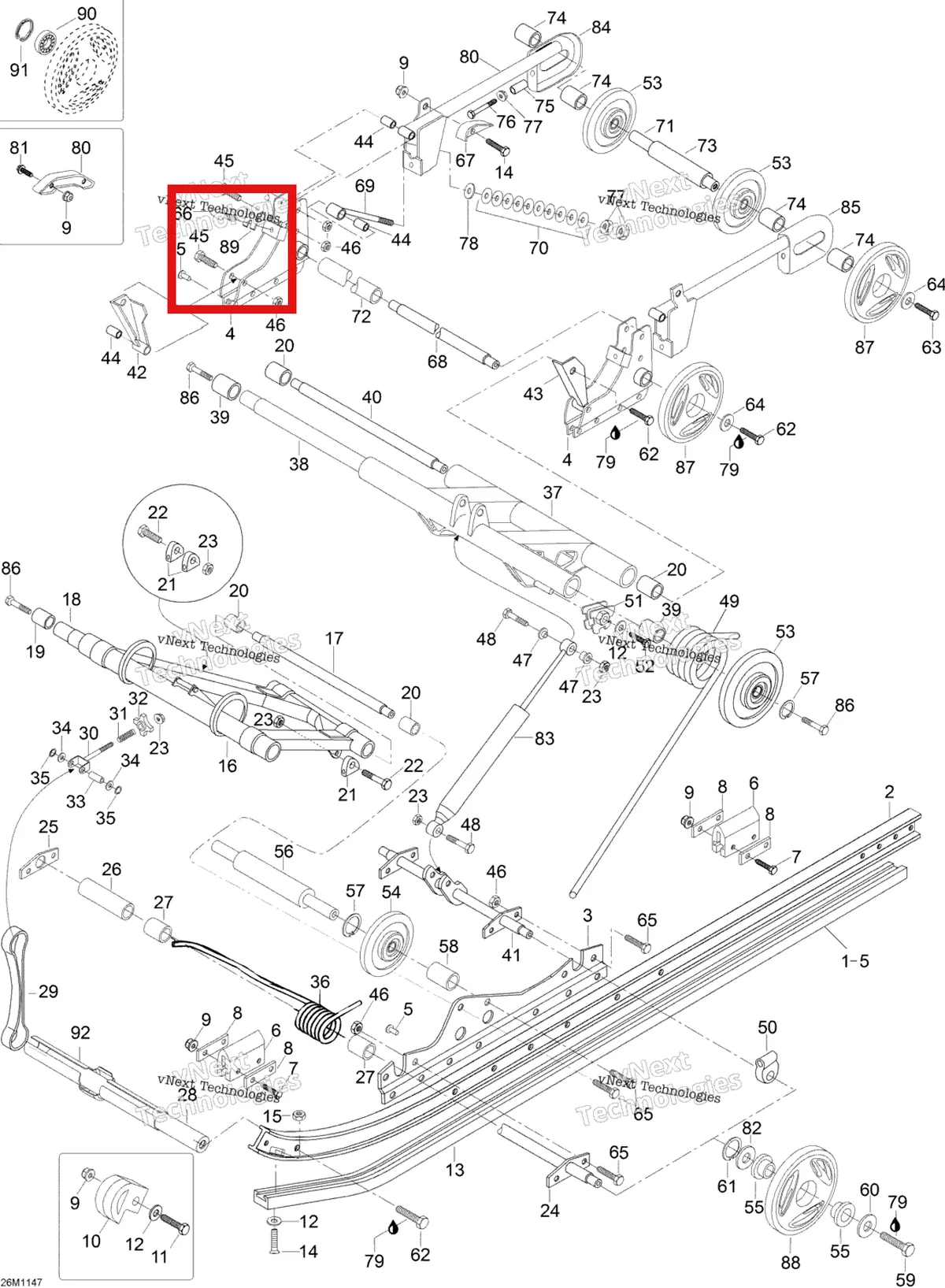 Деталь M5440645 (Plaque регулировочный пластина регулировочный Ski-Doo Skandic SWT (2009) (M5440645)) на схеме узла 2012 Ski-Doo Skandic SWT V800 YetiII Rear Suspension