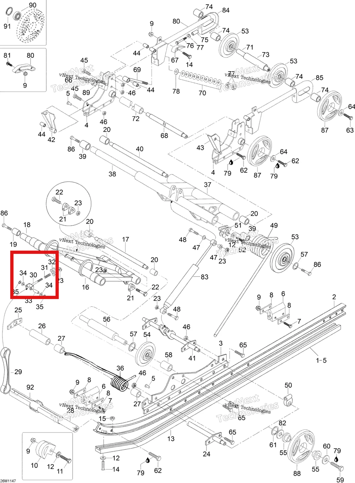 Деталь M5441643 (Болт Eye регулятор Ski-Doo Skandic SWT (2009) (M5441643)) на схеме узла 2012 Ski-Doo Skandic SWT V800 YetiII Rear Suspension