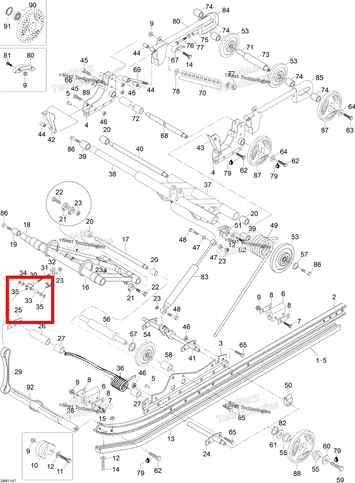 Деталь M5441645 (Штифт Ski-Doo Skandic SWT (2009) (M5441645)) на схеме узла 2012 Ski-Doo Skandic SWT V800 YetiII Rear Suspension