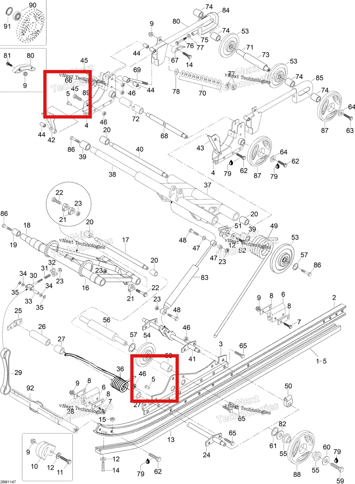 Деталь M544212 (Заклёпка Ski-Doo Skandic SWT (2009) (M544212)) на схеме узла 2012 Ski-Doo Skandic SWT V800 YetiII Rear Suspension