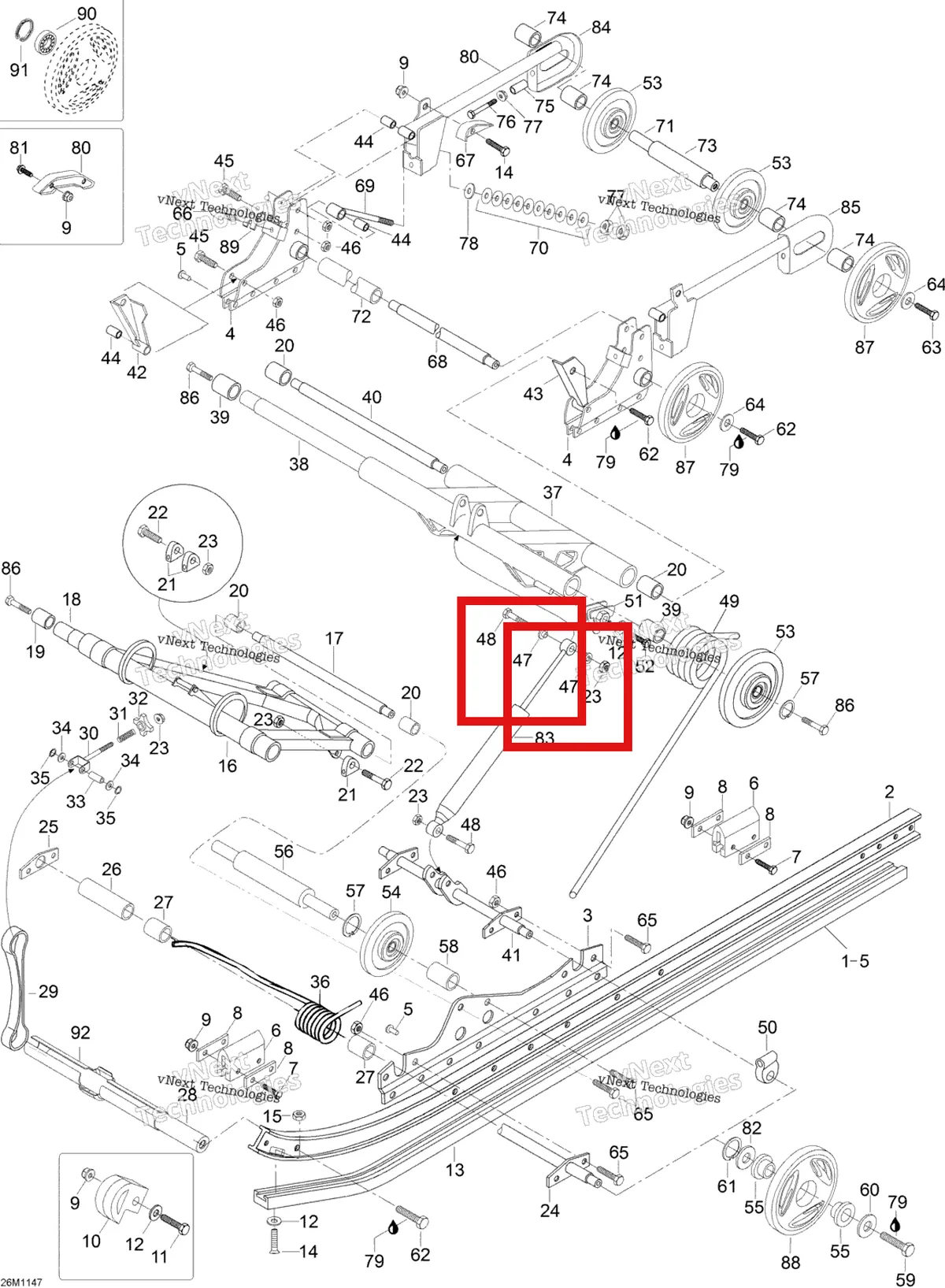 Деталь M544417 (Подушка Ski-Doo Skandic SWT (2009) (M544417)) на схеме узла 2012 Ski-Doo Skandic SWT V800 YetiII Rear Suspension