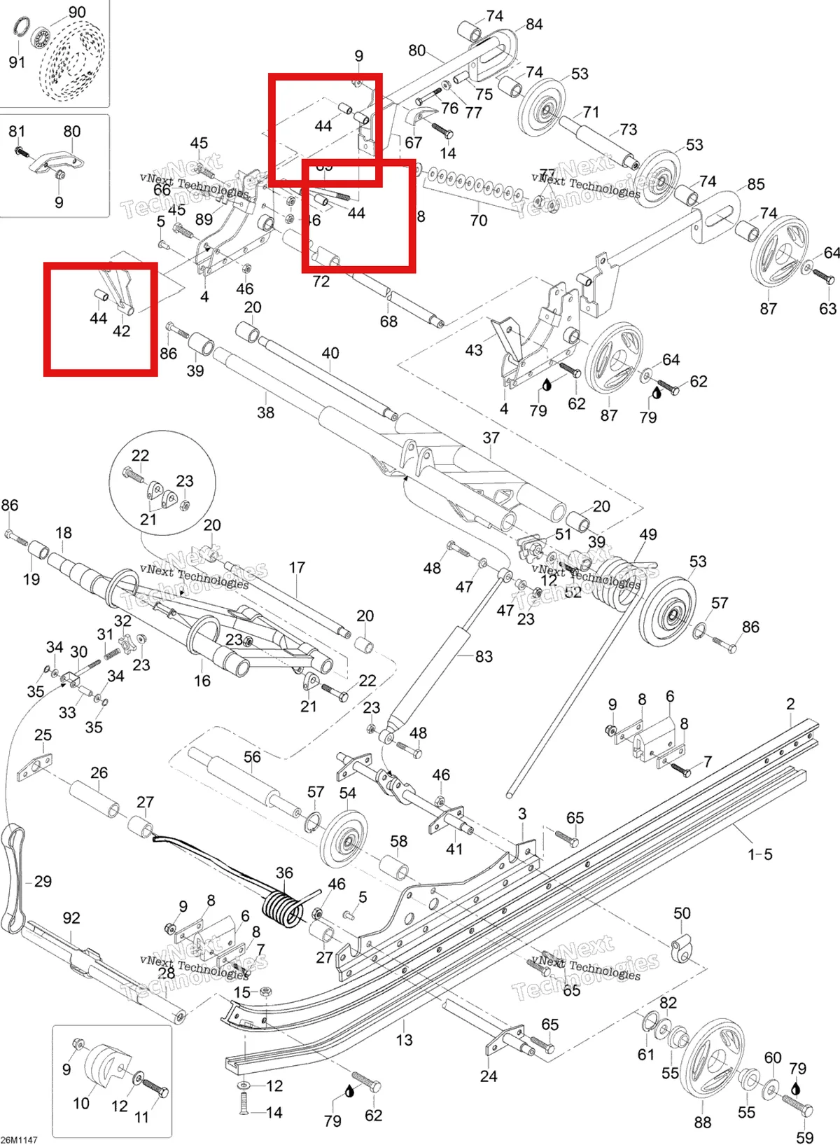Деталь M545758 (Втулка Ski-Doo Skandic SWT (2009) (M545758)) на схеме узла 2012 Ski-Doo Skandic SWT V800 YetiII Rear Suspension