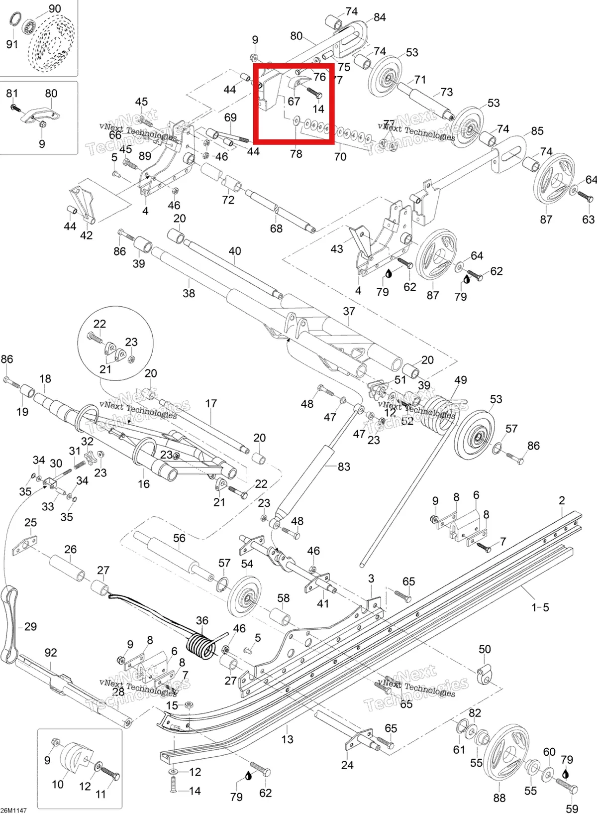 Деталь M548262 (Защита Ski-Doo Skandic SWT (2009) (M548262)) на схеме узла 2012 Ski-Doo Skandic SWT V800 YetiII Rear Suspension