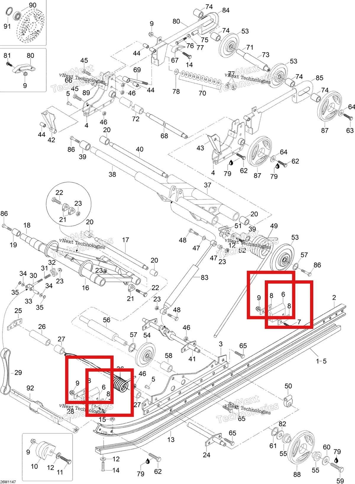 Деталь M548387 (Шайба Ski-Doo Skandic SWT (2009) (M548387)) на схеме узла 2012 Ski-Doo Skandic SWT V800 YetiII Rear Suspension