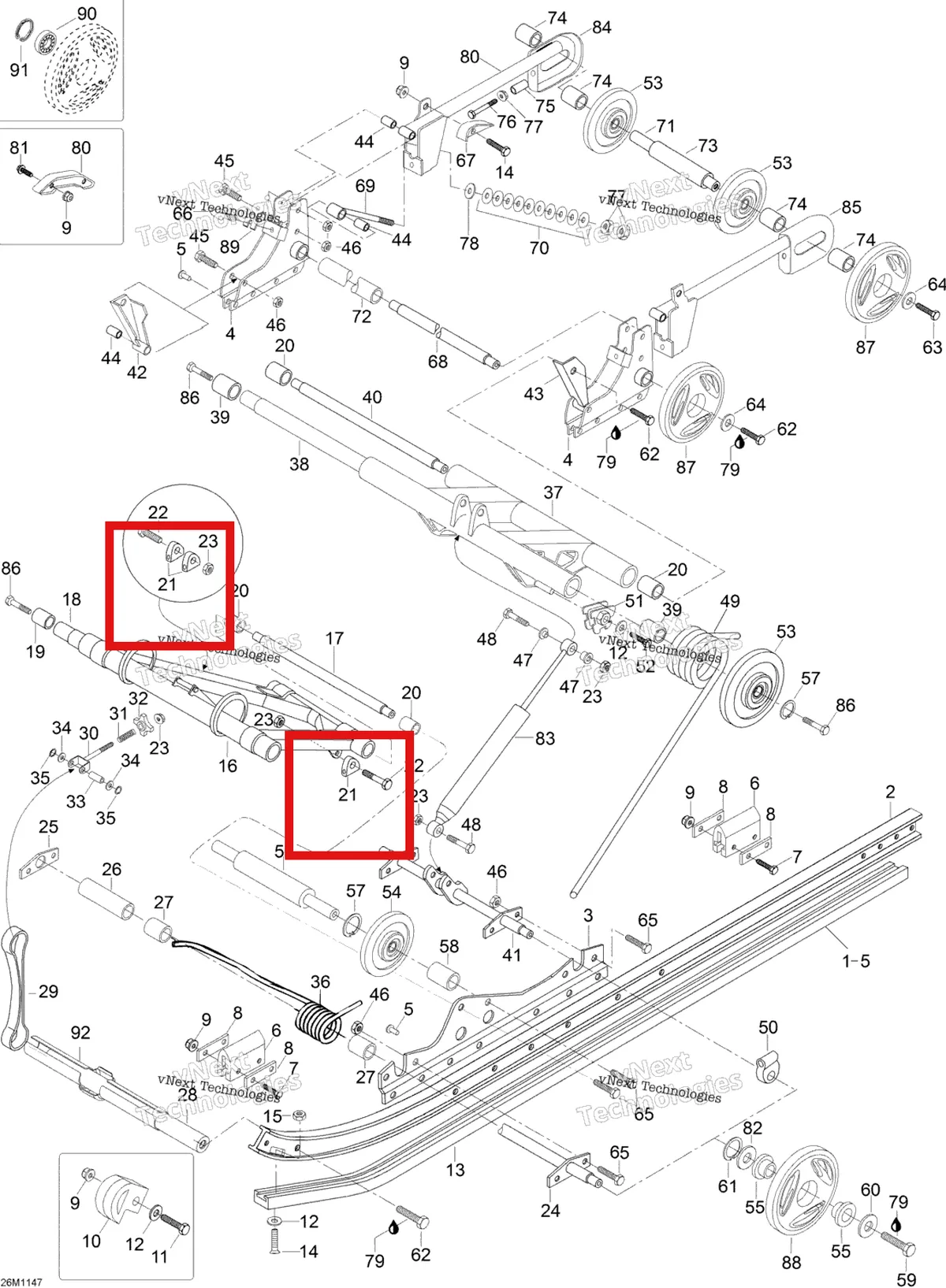 Деталь M548799 (Пружина опора Ski-Doo Skandic SWT (2009) (M548799)) на схеме узла 2012 Ski-Doo Skandic SWT V800 YetiII Rear Suspension