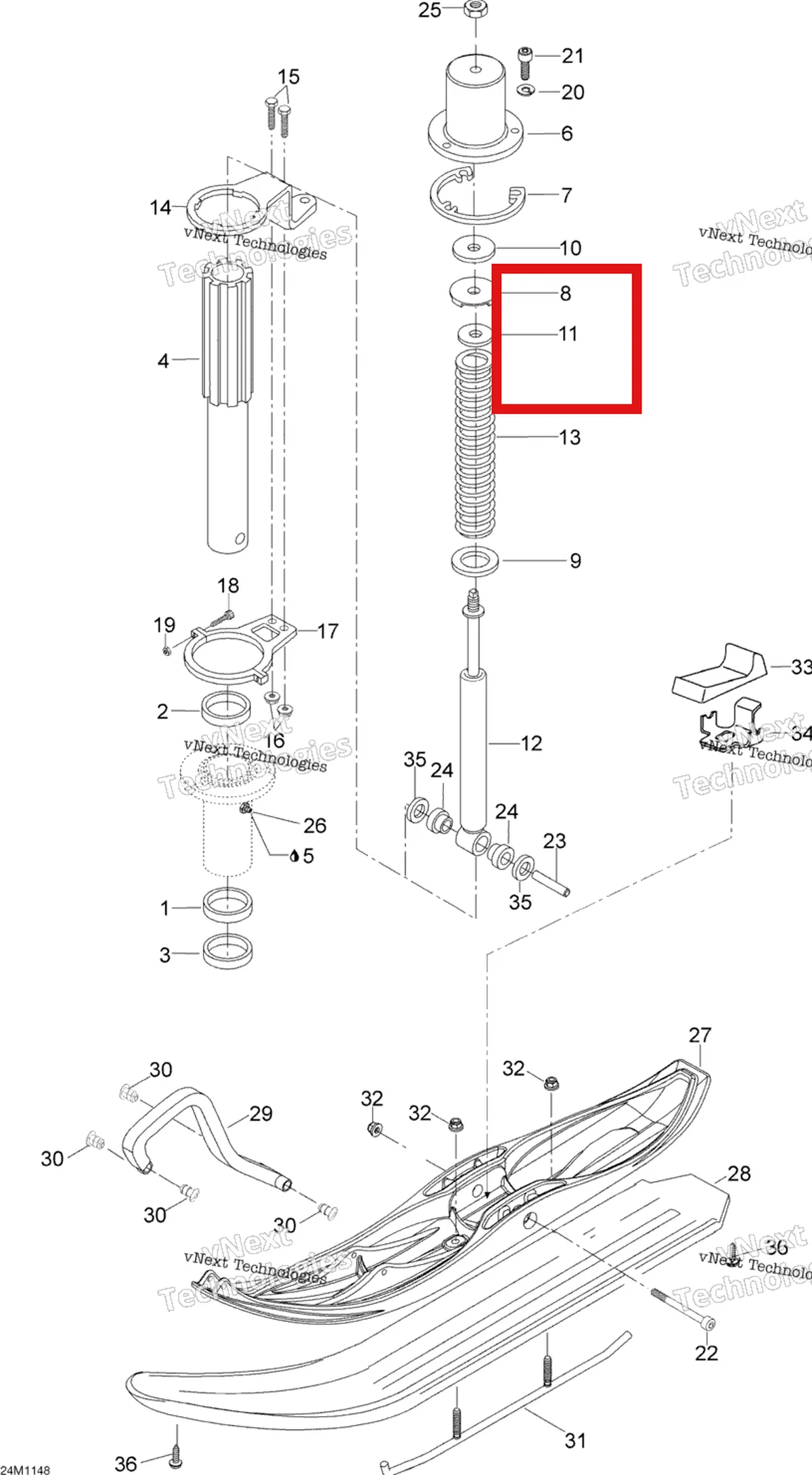 Деталь M549492 (Пластина держатель Ski-Doo Skandic SWT (2009) (M549492)) на схеме узла 2011 Ski-Doo Skandic WT 550F YetiII Front Suspension And Ski