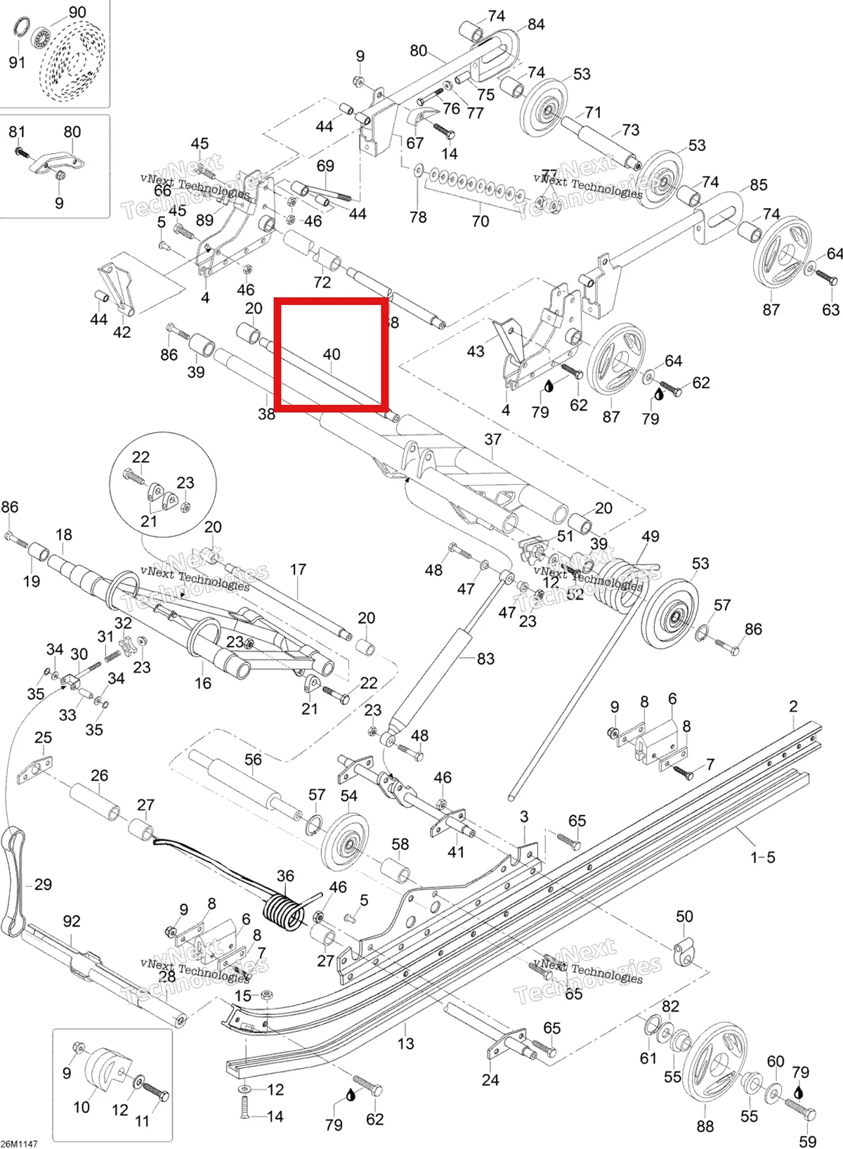 Деталь M549656 (Ось Ski-Doo Skandic SWT (2009) (M549656)) на схеме узла 2012 Ski-Doo Skandic SWT V800 YetiII Rear Suspension