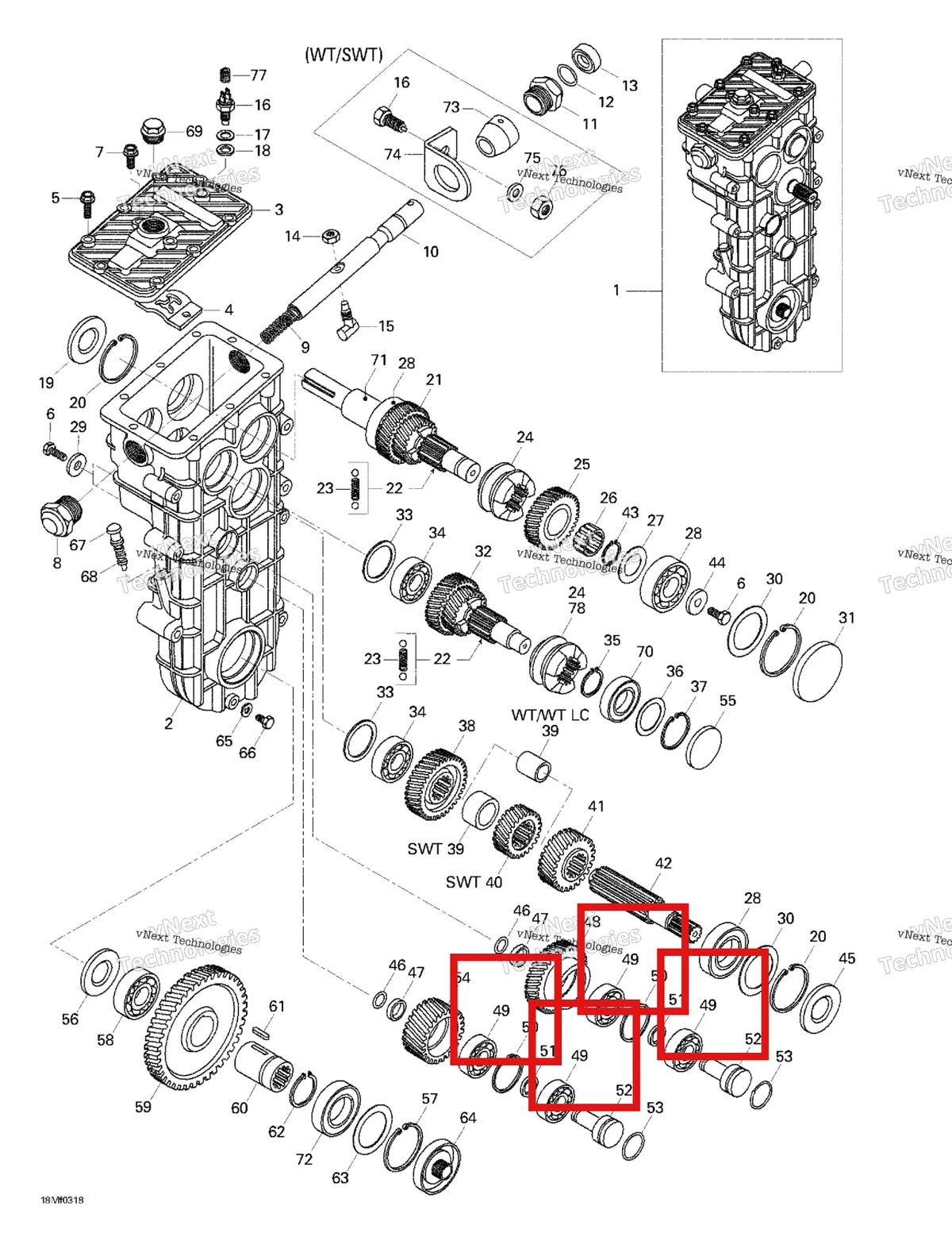 Деталь M610063035 на схеме узла 2003 Ski-Doo Skandic 600 Transmission