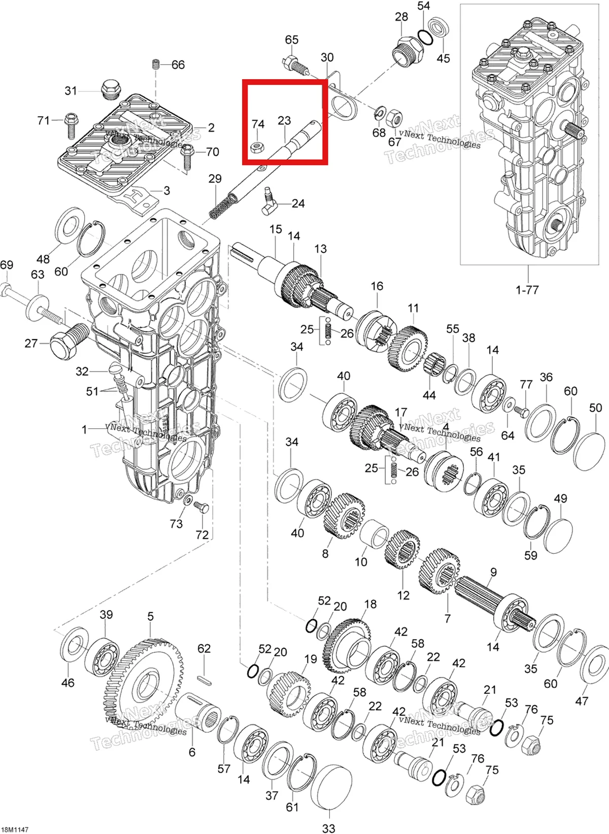 Деталь M875156072 (Вал Ski-Doo Expedition TUV V800 4-TEC (2009) (M875156072)) на схеме узла 2012 Ski-Doo Skandic SWT V800 YetiII Transmission